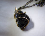 Bronzite Gabbro Wire Wrapped Natural Stone Pendant Necklace