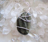 Golden Sheen Obsidian Wire Wrapped Natural Crystal Pendant Necklace