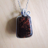 Mahogany Obsidian Natural Wire Wrapped Crystal Pendant Necklace