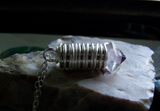 Banded Fluorite Octahedron Silver Bullet Pendant