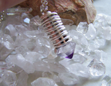 Banded Fluorite Octahedron Silver Bullet Pendant