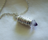 Banded Fluorite Octahedron Silver Bullet Pendant