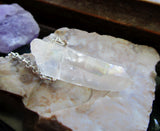 Opal Aura Lemurian Quartz Crystal Point Pendant Necklace