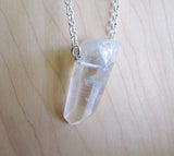 Opal Aura Lemurian Quartz Crystal Point Pendant Necklace