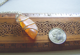 Natural Polished Orange Fire Opal Gemstone Pendant Necklace