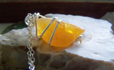 Natural Polished Orange Fire Opal Gemstone Pendant Necklace