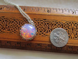 Vintage Pink Opal Glass Bohemian Pendant Necklace