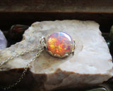 Vintage Pink Opal Glass Bohemian Pendant Necklace