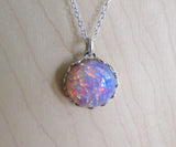 Vintage Pink Opal Glass Bohemian Pendant Necklace