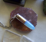 Opalite Iridescent Crystal Silver Bullet Jewelry Pendant Necklace