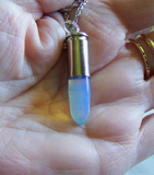 Opalite Iridescent Crystal Silver Bullet Jewelry Pendant Necklace