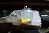 Opalite Iridescent Crystal Cube Pendant