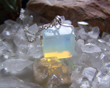 Opalite Iridescent Crystal Cube Pendant