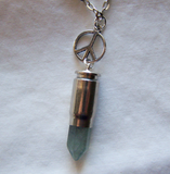 Blue Fluorite Peace Symbol Silver Bullet Jewelry Pendant