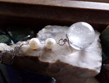 Natural Quartz Crystal Ball Freshwater Pearl Pendant Necklace