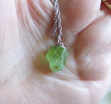 Green Peridot Natural Gemstone Crystal Point Necklace Pendant