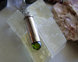 Spring Green Peridot Faceted Crystal Bullet Jewelry Pendant