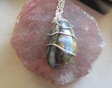 Natural Pietersite Blue and Gold Tempest Stone Pendant Necklace