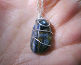 Natural Pietersite Blue and Gold Tempest Stone Pendant Necklace