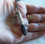 Pinolith Gemstone Silver Bullet Dagger Pendant