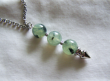 Natural Prehnite Gemstone Ball Silver Spike Pendulum Pendant