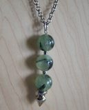 Natural Prehnite Gemstone Ball Silver Spike Pendulum Pendant