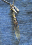 Time Sword Vintage Crystal Prism Pendant Necklace