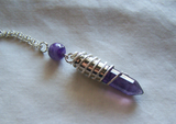 Purple Banded Fluorite Wire Wrapped Silver Bullet Pendant