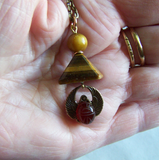 Tiger's Eye Pyramid Carnelian Scarab Egyptian Pendant