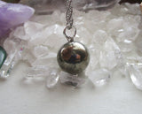 Gold Pyrite Natural Crystal Ball Pendant Necklace