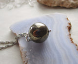 Gold Pyrite Natural Crystal Ball Pendant Necklace