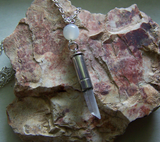 Moonstone and Quartz Silver Bullet Jewelry Necklace