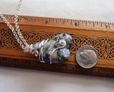 Que Sera Natural Llanite Stone Crystal Wire Wrapped Pendant Necklace