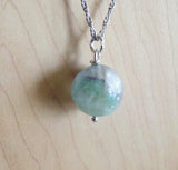 Rainbow Fluorite Multicolor Gemstone Crystal Ball Pendant Necklace