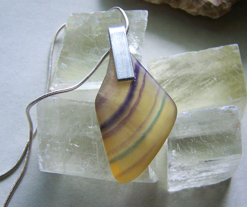 Rainbow Fluorite Polished Natural Gemstone Pendant