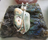 Rainforest Jasper Natural Green Stone Wire Wrapped Necklace