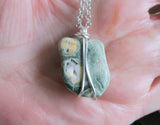 Rainforest Jasper Natural Green Stone Wire Wrapped Necklace