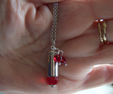 Red Crystal Hearts Silver Bullet Jewelry Pendant