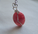 Rhodochrosite Polished Gemstone Wire Wrapped Pendant