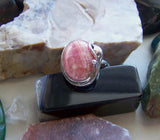 Natural Rhodochrosite Gemstone Sterling Silver Vintage Ring