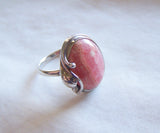 Natural Rhodochrosite Gemstone Sterling Silver Vintage Ring