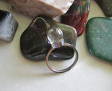 Crystal Ball Natural Tiny Quartz Sphere Silver Ring