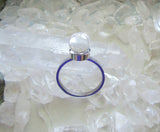 Crystal Ball Natural Tiny Quartz Sphere Silver Ring