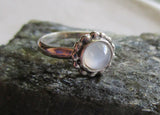 Cat's Eye Moonstone Natural Gemstone Sterling Silver Ring Size 6