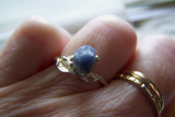 Sterling Silver Raw Blue Sapphire Gemstone Ring Sz 7