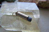 Blue Sapphire Raw Gemstone Silver Bullet Jewelry Pendant