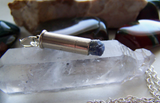 Blue Sapphire Raw Gemstone Silver Bullet Jewelry Pendant