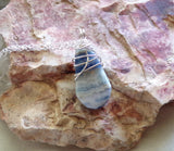 Natural Scheelite Lapis Lace Onxy Wire Wrapped Crystal Pendant Necklace