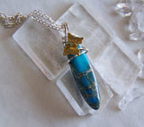 Blue Sea Jasper Gold Butterfly Pendant Necklace