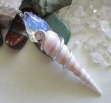 Opalite Crystal Arrowhead Natural Seashell Pendant Necklace